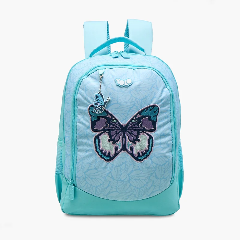 YOLO Backpack-Butterfly-Girls- (Polyester) Blue \ 30X40X20